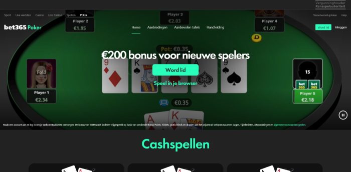 Poker bij bet365