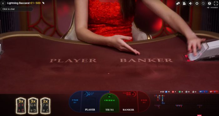 Bliksem op kaarten Lightning Baccarat