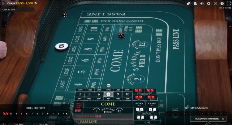 Live Craps in het live casino