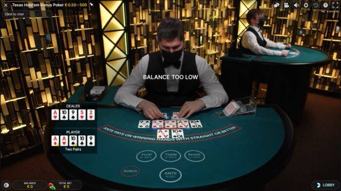 Texas Hold'em Bonus Poker in het live casino